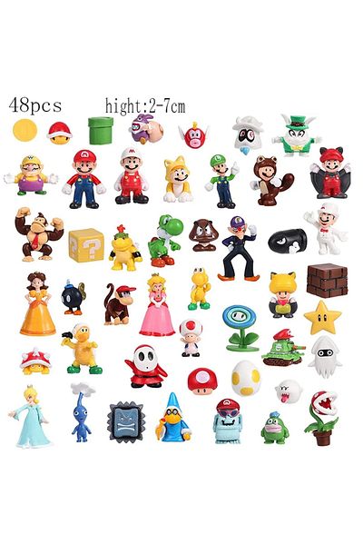 Choice 48pcs No Box 18/48pcs/set Super Mario Bros Pvc Action Figure Toys Dolls Model Set Luigi Yoshi Donkey