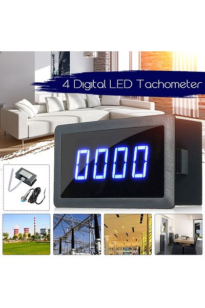 Choice 4 Digital LED Blue Green Tachometer Gauge RPM Speed Meter+Hall Proximity Switch Sensor NPN 12V Ac...