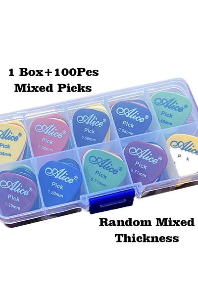 Choice 1 Box And 50 Mixed Multicolor Guitar Picks 50/100 Pieces Mixed Abs Premium Plastic Guitar Picks For