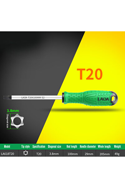Choice مفك براغي توركس T20 LAOA مفك براغي مغناطيسي من الفولاذ السبائكي S2 T8/...
