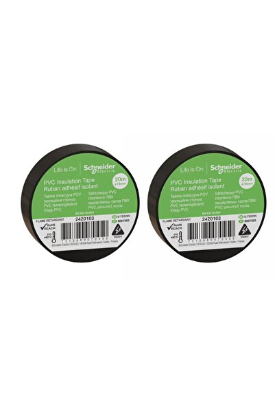 Schneider Electric Schneider Siyah İzole Elektrik Bandı 19 mm x 20 Metre -2 adet
