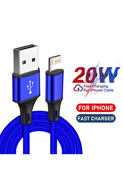Choice كابل USB للشحن السريع أزرق بطول 1 متر لهاتف iPhone 14 13 12 11 Pro XS ...