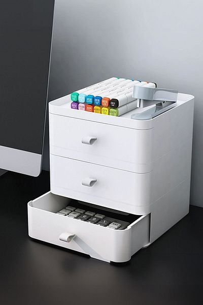 teknotrust Esta 3-Drawer White Makeup Organizer - 3-Tier, Multi-Purpose