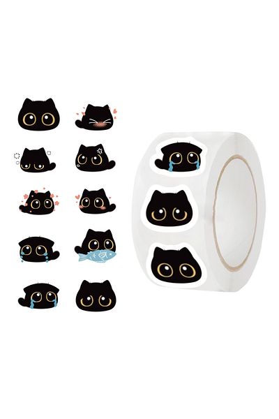 Choice 500pcs 500pcs/roll Black Cats Meme Cartoon Graffiti Sticker Diy Guitar Laptop Notebook Suitcase Cup