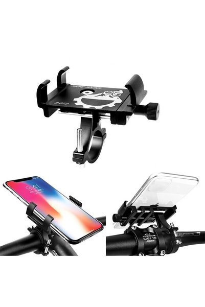 DUHALINE Stainless Aluminum Phone Holder Bicycle Motorcycle Scooter Mountain Bike Handlebar Stand