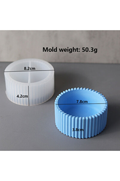Choice 003-BOX قالب سيليكون لوعاء شموع دائري مخطط من الجبس والراتنج الإيبوكسي...