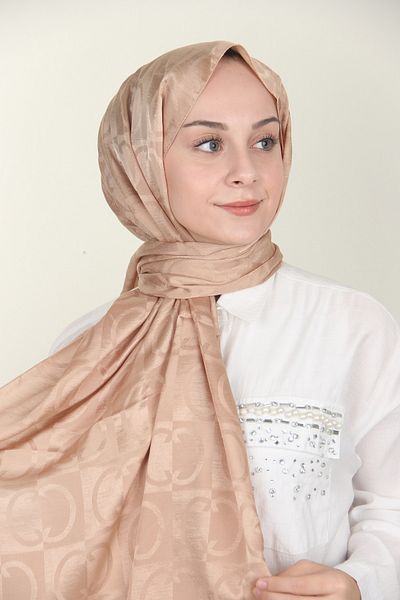Siyane Powder Black Scarf Ring Pattern Monogram Cotton Shawl