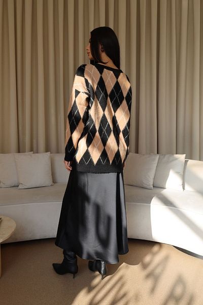 Tuba Butik Diamond Patterned Knitwear Women's Sweater