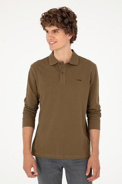 U.S. Polo Assn. Ανδρικό φούτερ με γιακά πόλο με κουμπί 100% βαμβάκι