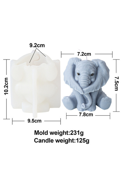 Choice قالب فيل 2 قالب شمعة سيليكون ثلاثي الأبعاد على شكل فيل لطيف مصنوع من ا...