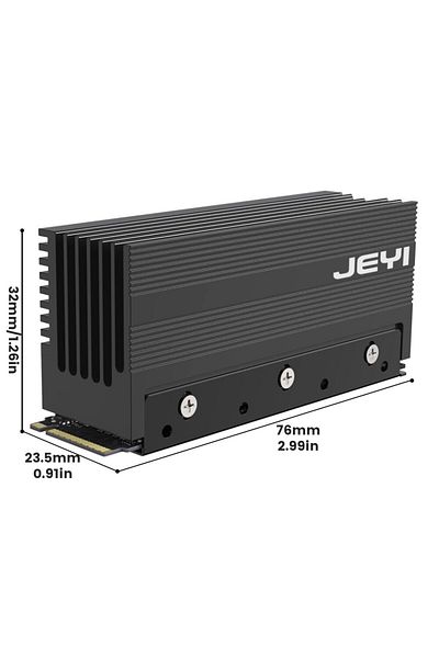 JEYI مشتت حراري أسود M.2 2280 SSD، مشتت حراري كامل من الألومنيوم عالي التحمل Nvme Ngff، سلبي C