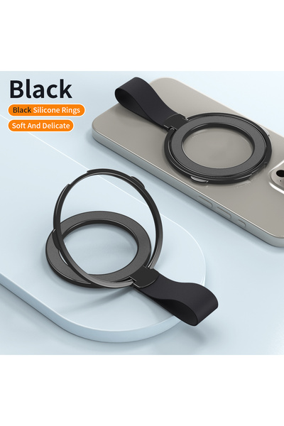 Choice حامل هاتف مغناطيسي حلقي MagSafe أسود مع سلك سيليكون دوار لهاتف iPhone