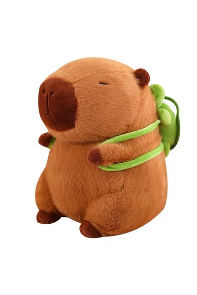 Miniso 45cm Chocolate Color Cute Capybara With Backpack Plush Toys Sitting Lovely Cartoon Animals Stuffed D