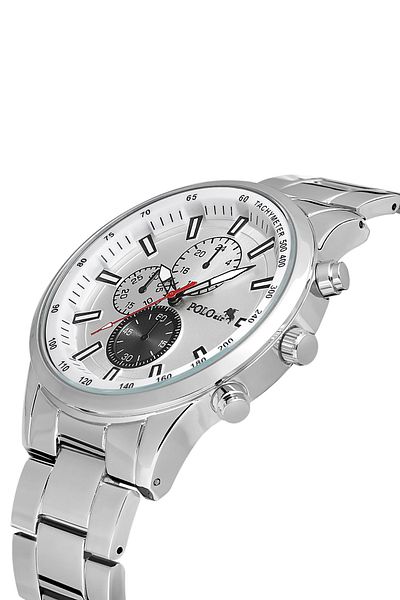 Polo Air Sport Metal Band Men Wristwatch Silver PL-0848E4x
