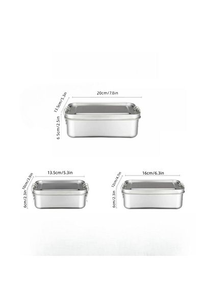 Choice 85ml Stainless Steel Square Lunch Box Sealed Insulation Bento Box Lunch Box Canteen Large Capacity C