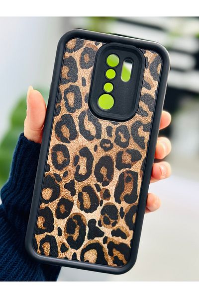 Go Aksesuar جراب سيليكون بتصميم جلد الفهد متوافق مع هاتف Redmi 9