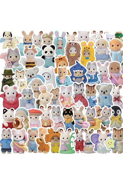 Choice 55pcs 55pcs Cute Calico Critters Graffiti Stickers Children's Cartoon Doll Decals Diy Laptop Noteboo
