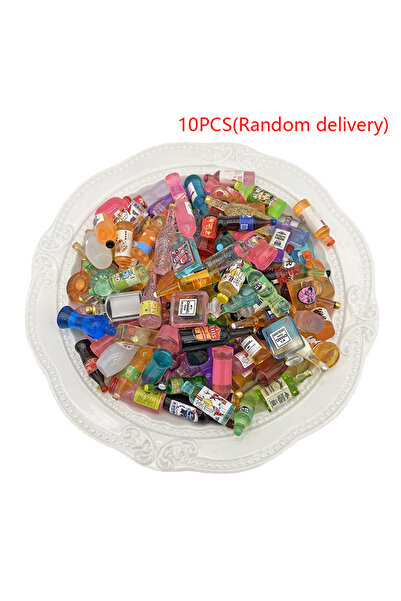 Choice مجموعة من 10 قطع من بيت الدمية المصغر، زجاجة ماء، كوب قهوة، مشروبات، م...