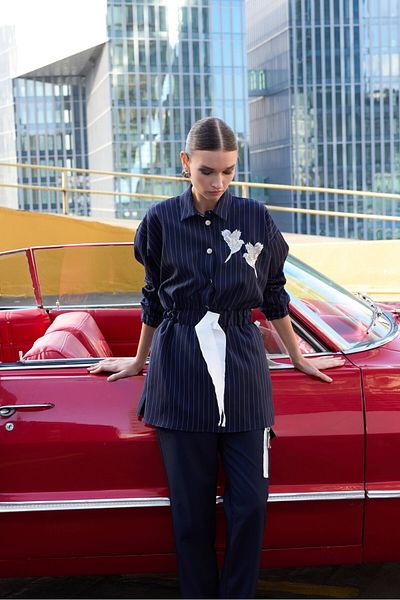 Missemramiss 4648 Grogen Embroidery Striped Suit