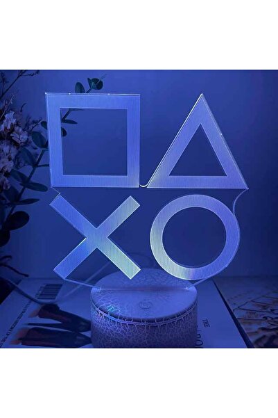 IWP قاعدة بنية سوداء بدون جهاز تحكم عن بعد لشعار بلاي ستيشن مصباح ليلي ثلاثي ...