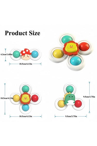 Choice 3 Pcsmushroom 3 Pcs Set Suction Cup Spinning Cartoon Animal Spinner Toys For Kids Window High Chair