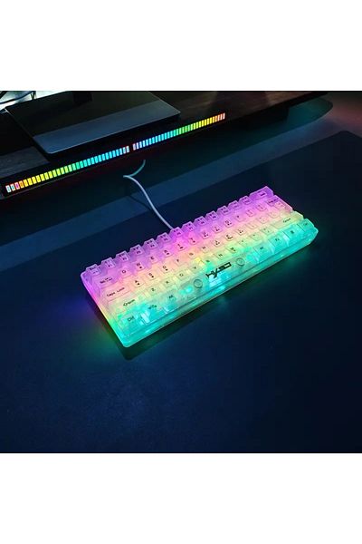 Choice لوحة مفاتيح ألعاب سلكية شفافة بنسبة 60% من HXSJ، إضاءة خلفية RGB، فائقة الصغر ومقاومة للماء، صغيرة الحجم 61...