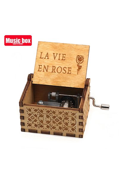 Choice صندوق موسيقى خشبي منحوت يدوي الصنع من La Vie En Rose من Moon River La Vie En Rose Fly Me To The Moon Val