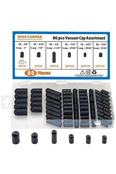 Choice 80pcs Black 80pcs/box Black Vacuum Dust Cap For Automobile Crburetor Rubber Dropper Cover Id 5/32 In