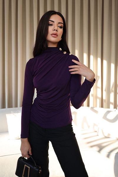 Tuba Butik Stand Collar Draped Detailed Blouse