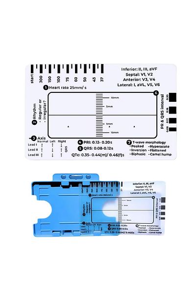 Choice With Card Slot 7-step Plastic Ruler Electrocardiogram Reading And Measuring Tool, Transparent Electr