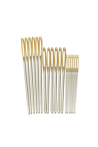 Choice 18pcs/Set 7/6/5.2cm 3 Sizes Large Leather Hand Sewing Needles Gold Eye Needle Embroidery Tapestry...