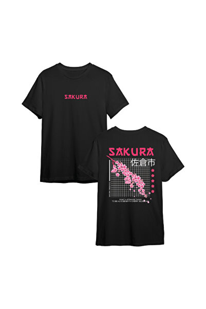 SAKURA TASARIM BASKLI T-SHIRT