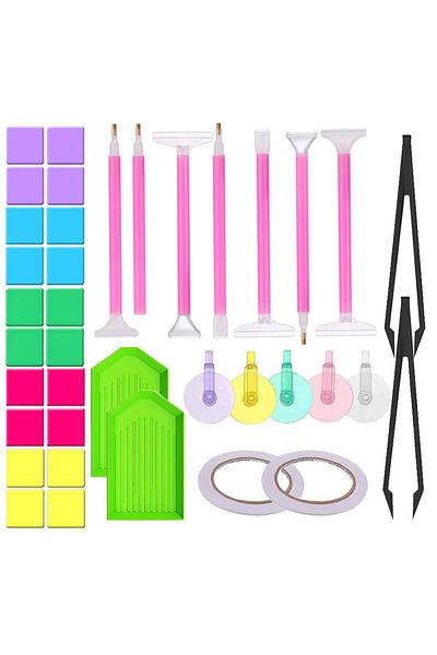 Choice As Shown Colorful Roller Set Diamond Painting Accessories Art Tool Embroidery Tacky Glue Clay Wax Tr