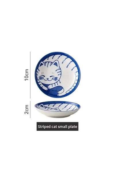 Choice 2x10cm B Japanese Style Ceramic Dessert Sauce Dish Tableware Creative Cute Cartoon Lucky Cat Pattern