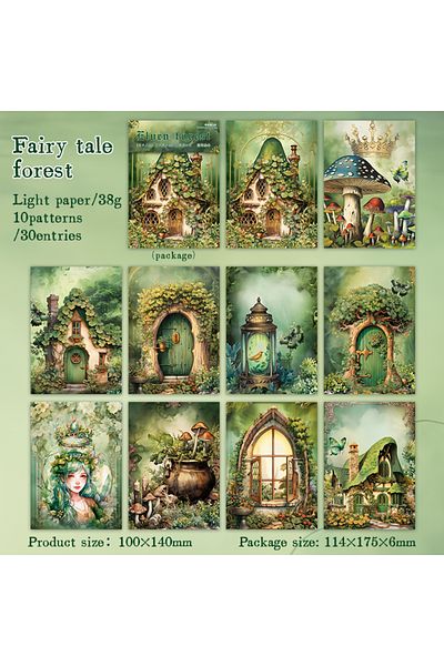 Choice F 30pcs Vintage Elf Forest Material Paper Decorative Diary Album Scrapbooking Material Background P.