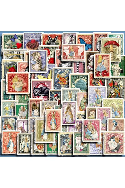 Choice 62pcs 62pcs Retro Alice Garden Stamp Stickers Children's Diy Computer Decoration Sticker Student Sta