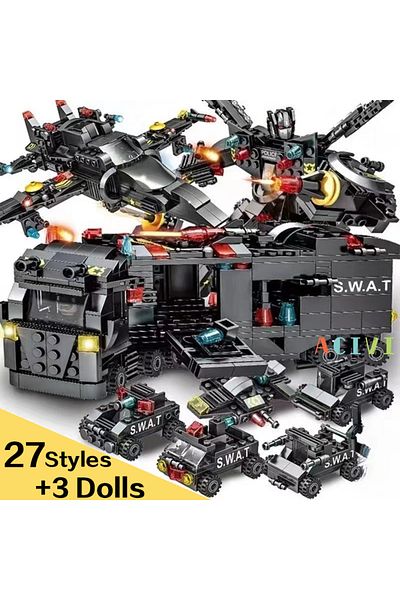 Choice 42024-nobox Acivi Swat Police Station Military City Model Set Prison Car Policeman Boat Figures Buil
