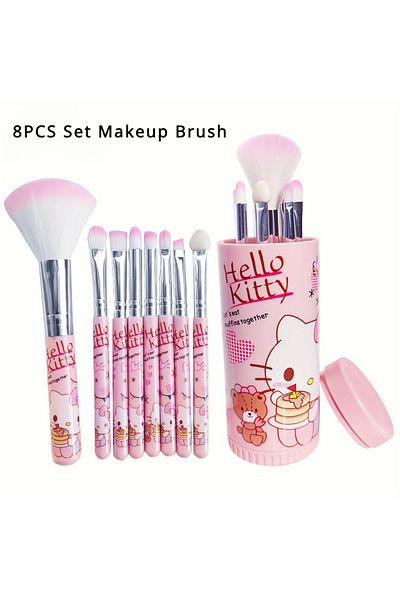 Choice Kt 8pcs/set Kawaii Hello Kitty Makeup Brush Collection Portable Adorable Rotate Design Makeup Brush