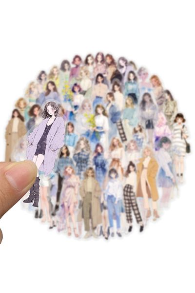 Choice 50pcs 50/100/200pcs High Street Girls' Clothing Stickers Exquisite Girls' Clothing Materials Phone C