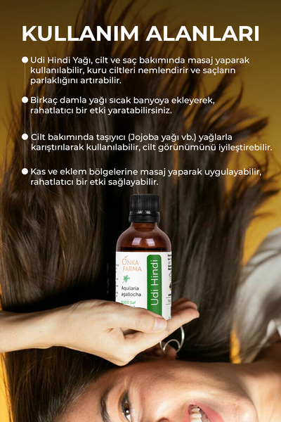 OnkaFarma Onka Farma Udi Hindi Yağı Udim Yağı 50 ml %100 Doğal ve Saf Yumuşak İçim
