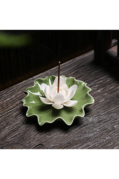 Choice صينية بخور مصنوعة يدويًا من السيراميك على شكل زهرة اللوتس الثلجية - موزع عطر غرفة الشاي المنزلية