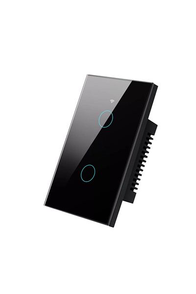 manhot 2 Gang (BLACK) Tuya Smart Life Wifi Touch Light Switch Wireless Remote Led Light Switches No Neutral