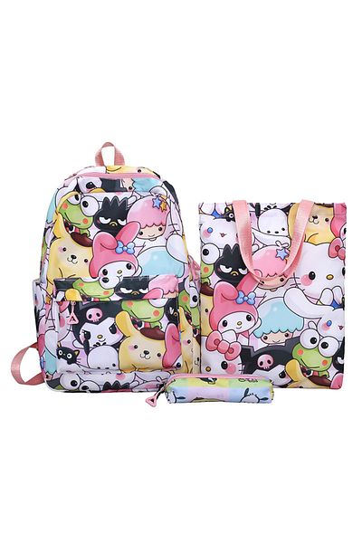 Choice Hello Kitty-b 3pcs Hello Kitty Sanrio Backpack, Kuromi Anime Tote Shoulder Handbag, Casual Outdoor T