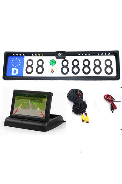 17 ODEGREE 4.3TFT Car Monitor + Rear View Camera Waterproof EU European License Plate Frame Parktronic Rever...