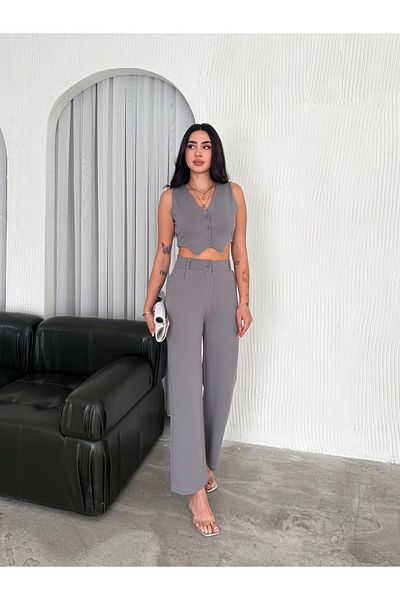sportiness Crepe Vest and Trousers Set