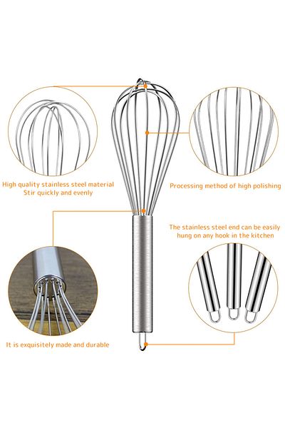 Choice 3 Pack Stainless Steel Whisk Set 6 Wire Whisks 8/10/12 Inch Kitchen Balloon Whisks With Stainless...