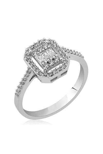 Gumush Gümüş Baget Kesim Rose Yüzük