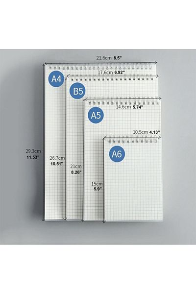Choice B5 A5/B5/A4 Coil Notebook Grids Upward Flipping Notepad 80 Sheets Hard Cover Sketchbook School Offic