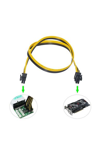 Ninth World 50 سم 6 قطع 6 دبابيس Pci-e إلى 8 دبابيس (6 2) Pci-e (ذكر إلى ذكر) كابل طاقة وحدة معالجة الرسومات 50 سم لبطاقات الرسومات Mi
