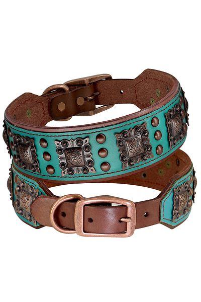 Choice XL Green Cool Spiked Dog Collar For Medium Large Dogs Genuine Leather Pitbull Bulldog Adjustable Pet